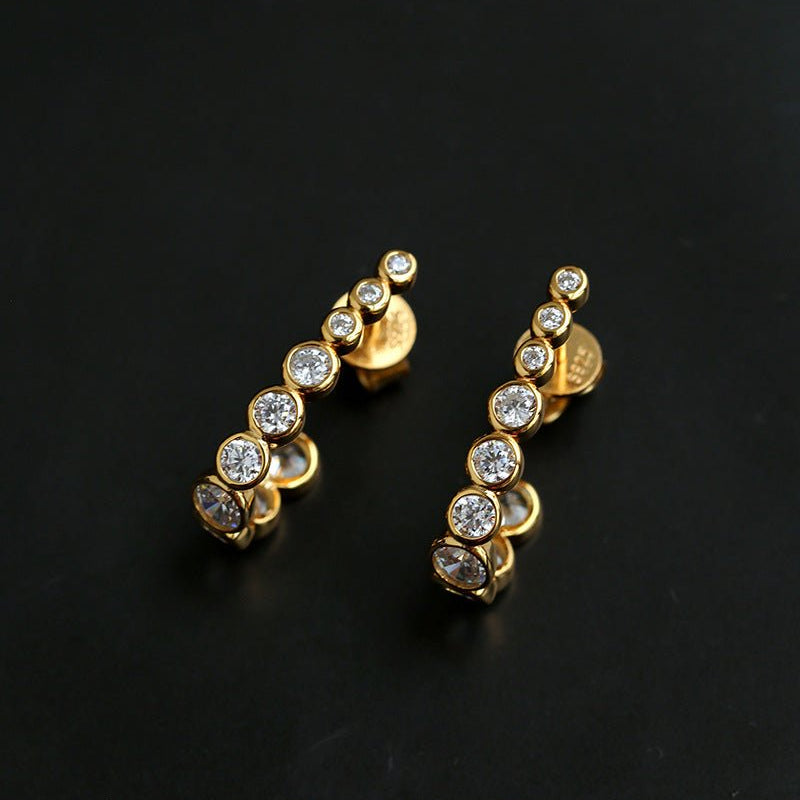 Bubble J-Shape Gradient CZ Stud Earrings - floysun
