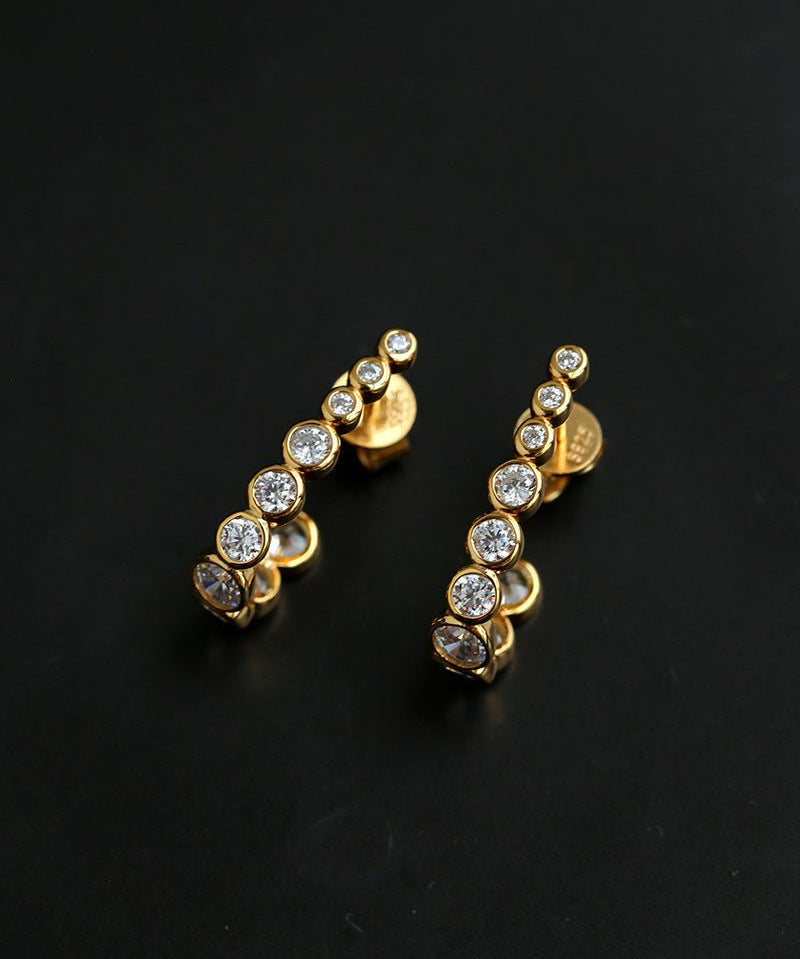 Bubble J-Shape Gradient CZ Stud Earrings - floysun