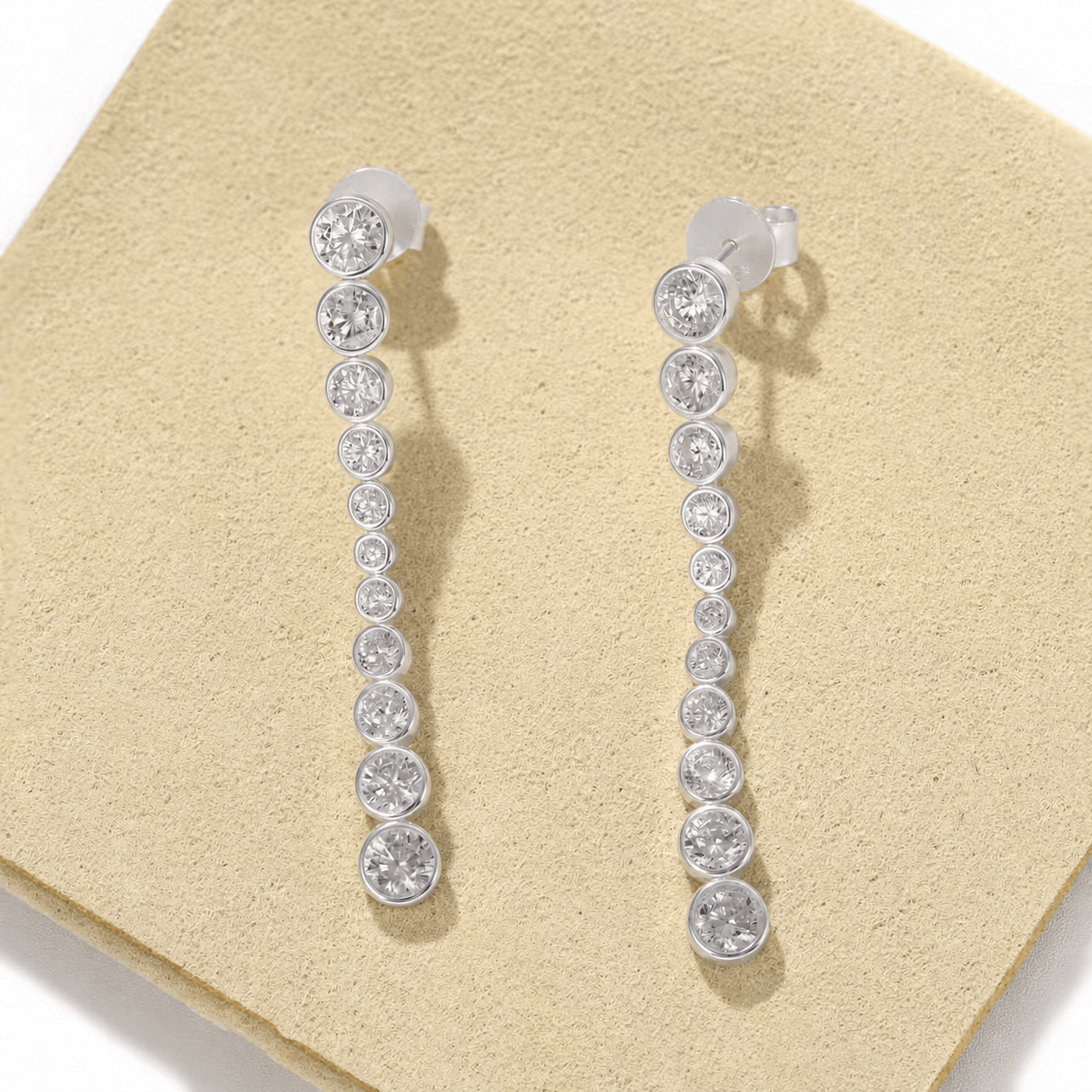 Bubble Long Gradient CZ Drop Stud Earrings - floysun