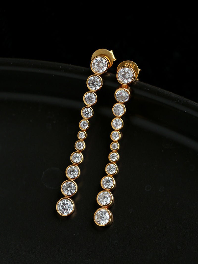 Bubble Long Gradient CZ Drop Stud Earrings - floysun