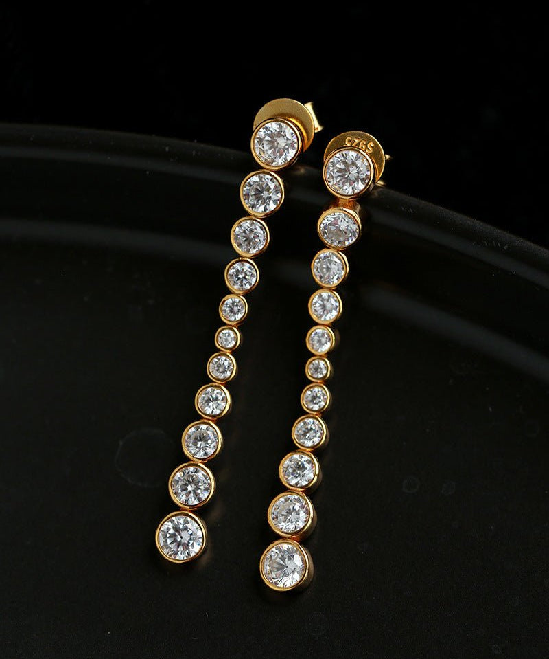 Bubble Long Gradient CZ Drop Stud Earrings - floysun