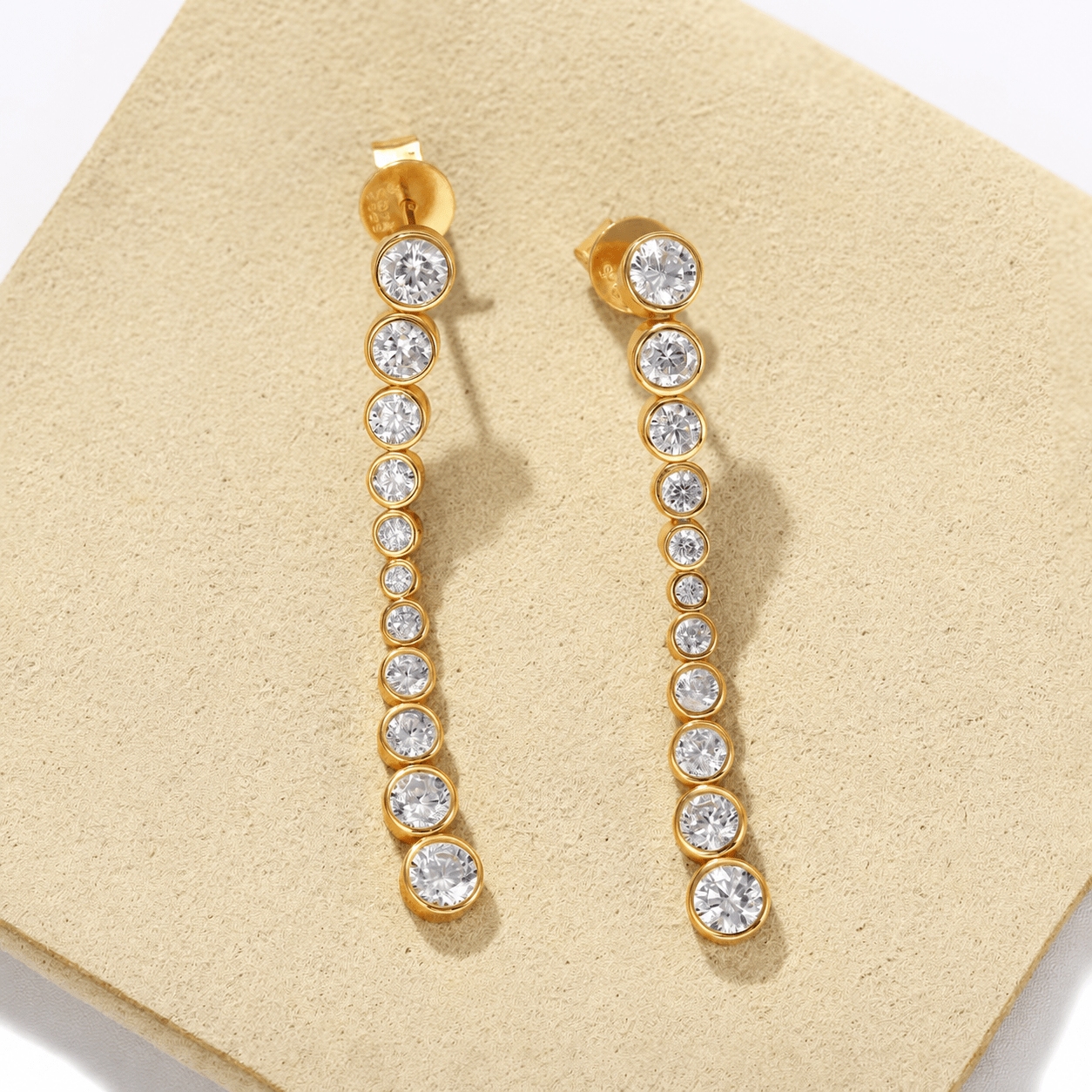 Bubble Long Gradient CZ Drop Stud Earrings - floysun