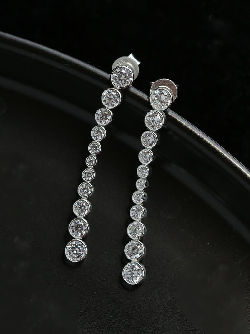 Bubble Long Gradient CZ Drop Stud Earrings - floysun