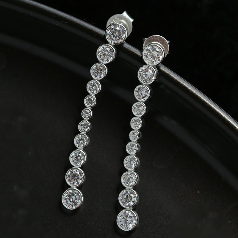 Bubble Long Gradient CZ Drop Stud Earrings - floysun