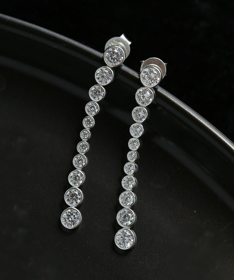 Bubble Long Gradient CZ Drop Stud Earrings - floysun