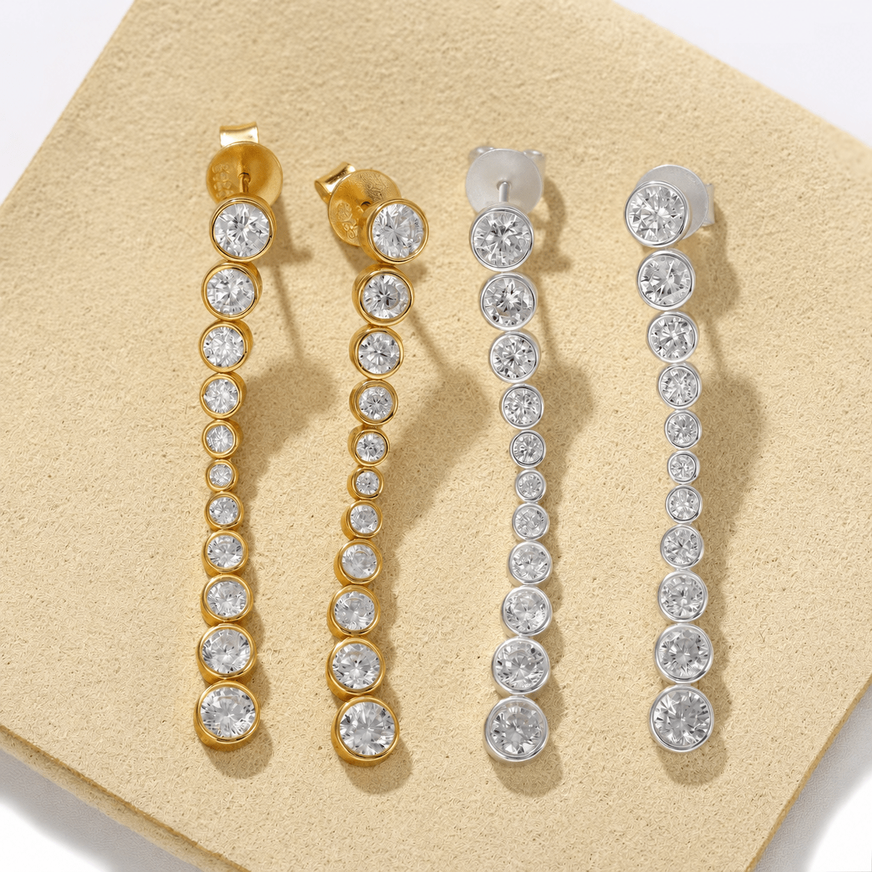 Bubble Long Gradient CZ Drop Stud Earrings - floysun