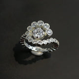 Bubble Spiral Halo CZ Statement Ring - floysun