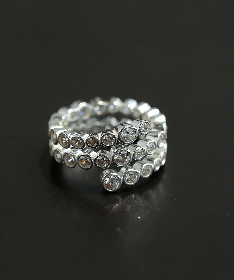 Bubble Triple Layer Spiral Bezel CZ Ring - floysun