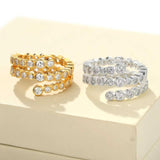 Bubble Triple Layer Spiral Bezel CZ Ring - floysun