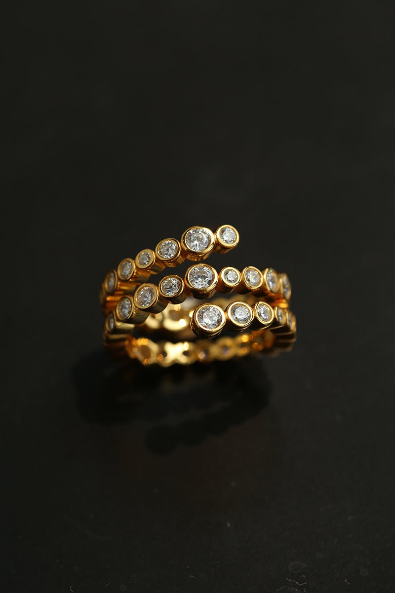 Bubble Triple Layer Spiral Bezel CZ Ring - floysun