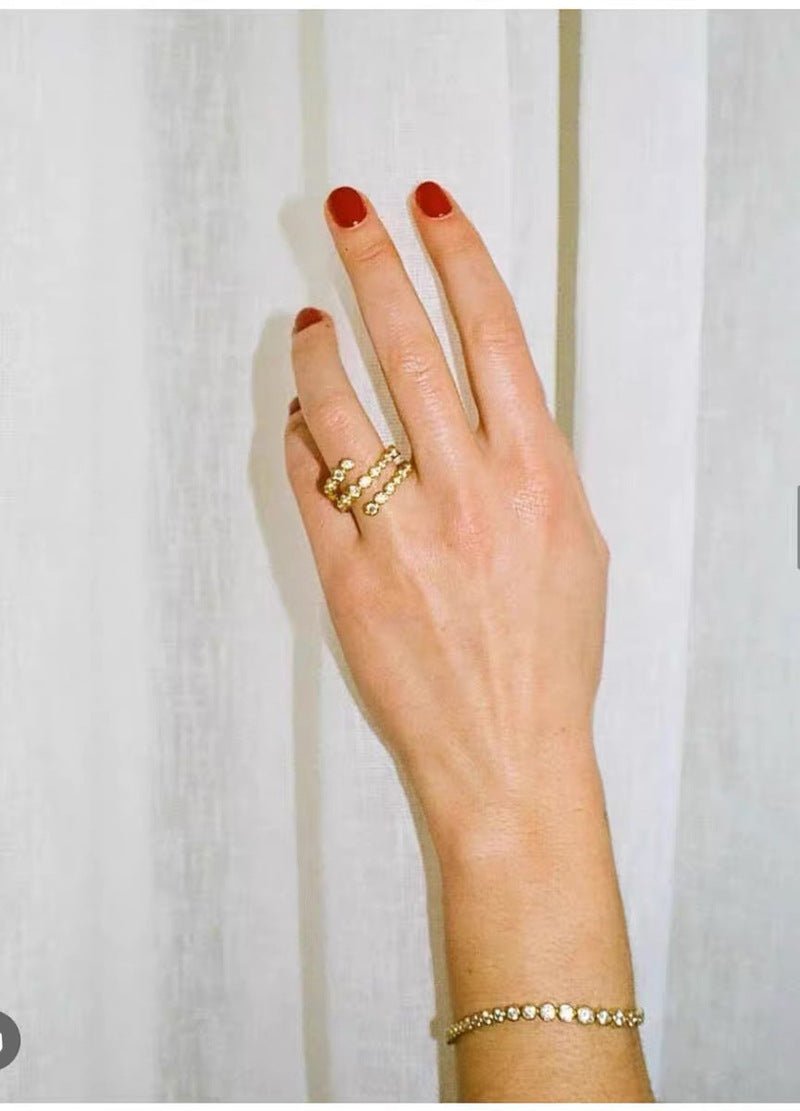 Bubble Triple Layer Spiral Bezel CZ Ring - floysun