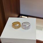 Bubble Triple Layer Spiral Bezel CZ Ring - floysun