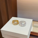 Bubble Triple Layer Spiral Bezel CZ Ring - floysun
