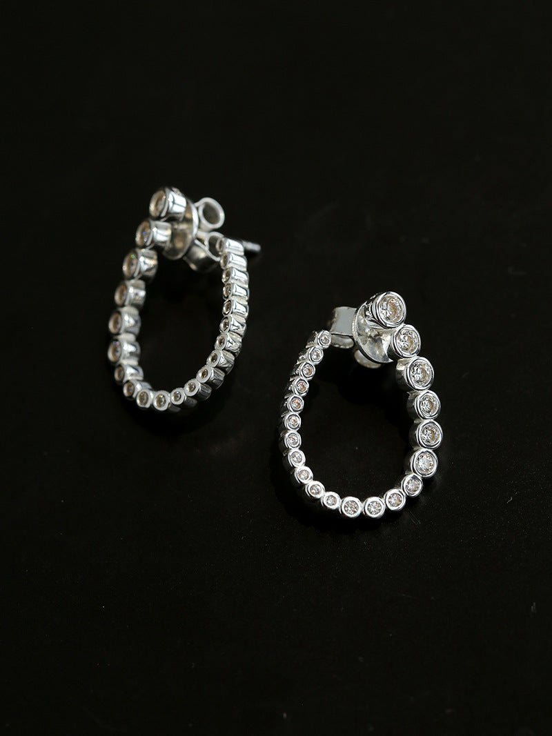 Bubble U-Shaped Gradient CZ Hoop Stud Earrings - floysun