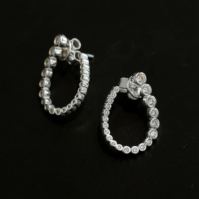 Bubble U-Shaped Gradient CZ Hoop Stud Earrings - floysun
