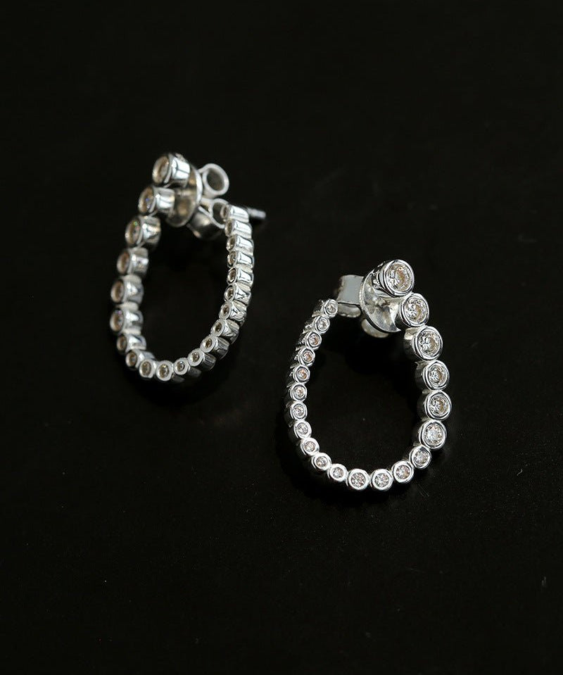 Bubble U-Shaped Gradient CZ Hoop Stud Earrings - floysun