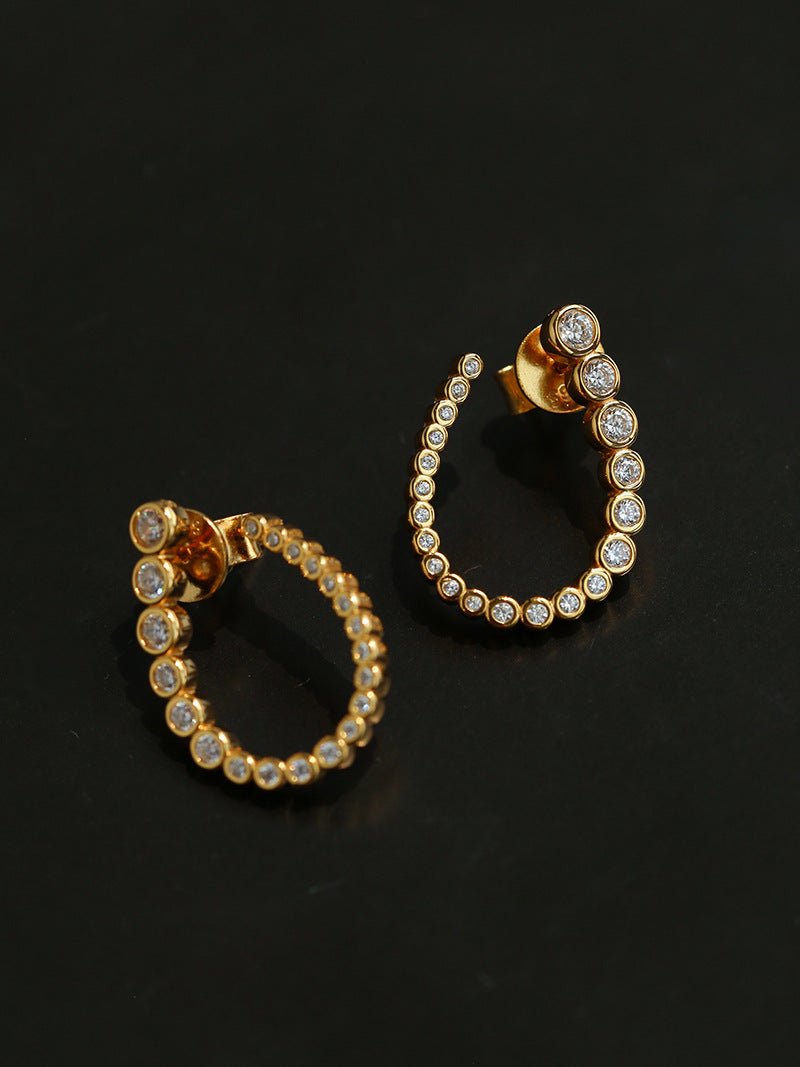 Bubble U-Shaped Gradient CZ Hoop Stud Earrings - floysun