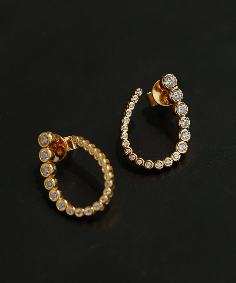 Bubble U-Shaped Gradient CZ Hoop Stud Earrings - floysun
