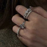 Bubble Zircon Band Ring | 925 Silver Stacking Ring - floysun