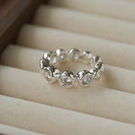 Bubble Zircon Band Ring | 925 Silver Stacking Ring - floysun