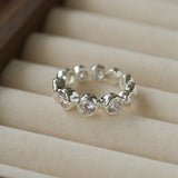 Bubble Zircon Band Ring | 925 Silver Stacking Ring - floysun