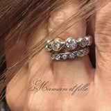 Bubble Zircon Band Ring | 925 Silver Stacking Ring - floysun