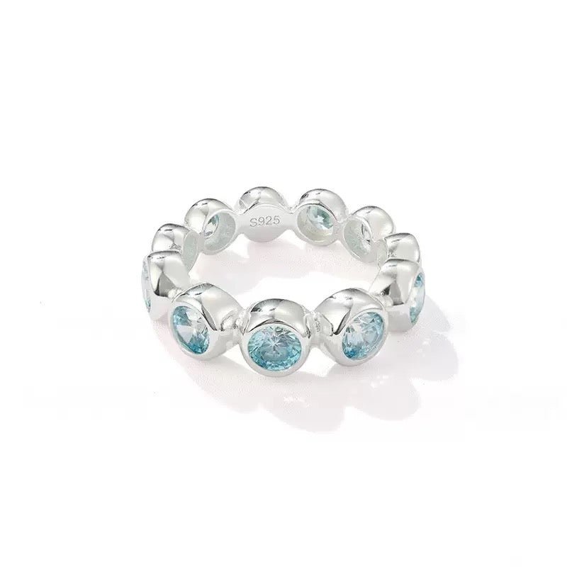 Bubble Zircon Band Ring | 925 Silver Stacking Ring - floysun