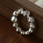 Bubble Zircon Band Ring | 925 Silver Stacking Ring - floysun