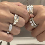 Bubble Zircon Band Ring | 925 Silver Stacking Ring - floysun