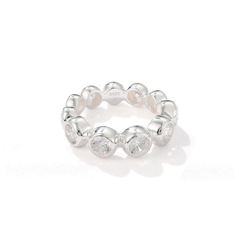 Bubble Zircon Band Ring | 925 Silver Stacking Ring - floysun