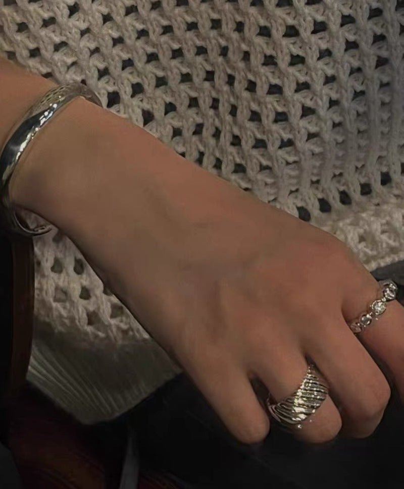 Bubble Zircon Band Ring | 925 Silver Stacking Ring - floysun