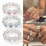 Bubble Zircon Band Ring | 925 Silver Stacking Ring - floysun