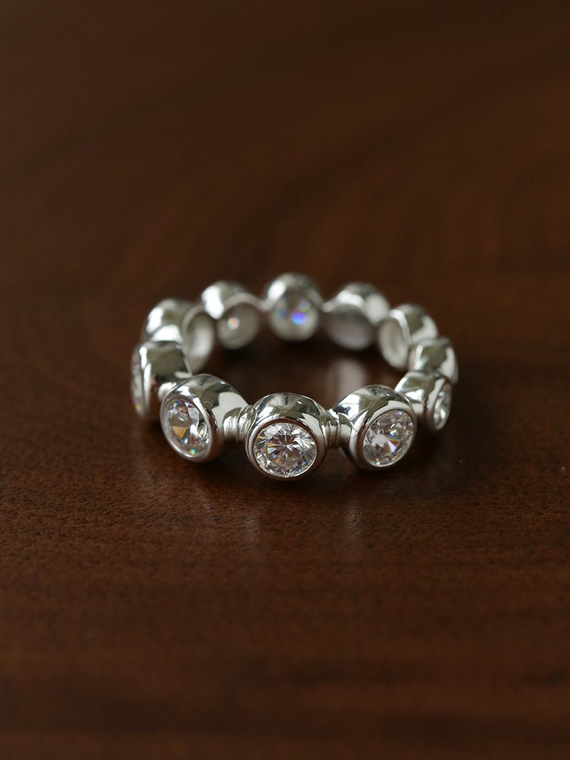 Bubble Zircon Band Ring | 925 Silver Stacking Ring - floysun