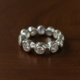 Bubble Zircon Band Ring | 925 Silver Stacking Ring - floysun
