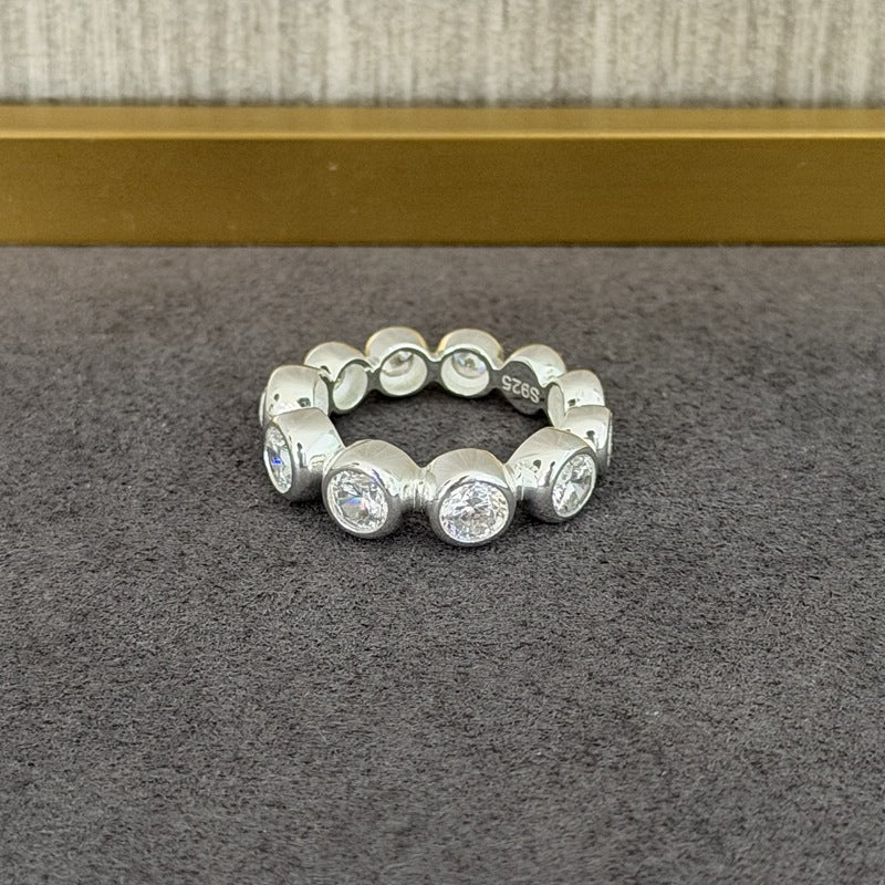 Bubble Zircon Band Ring | 925 Silver Stacking Ring - floysun