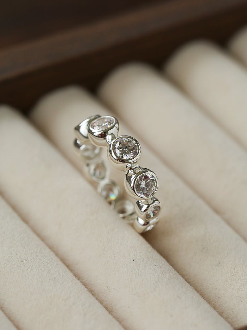 Bubble Zircon Band Ring | 925 Silver Stacking Ring - floysun