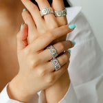 Buccellati - Inspired Daisy Open Ring 925 Silver with Colorful Zircon - floysun