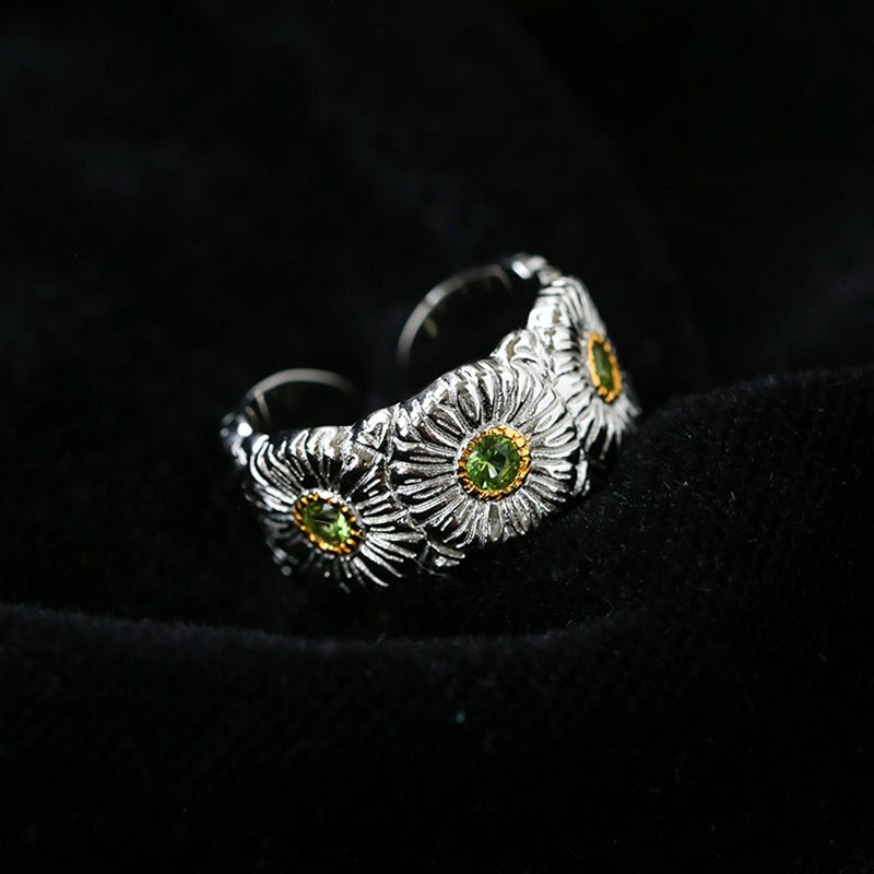 Buccellati - Inspired Daisy Open Ring 925 Silver with Colorful Zircon - floysun