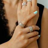 Buccellati - Inspired Daisy Open Ring 925 Silver with Colorful Zircon - floysun