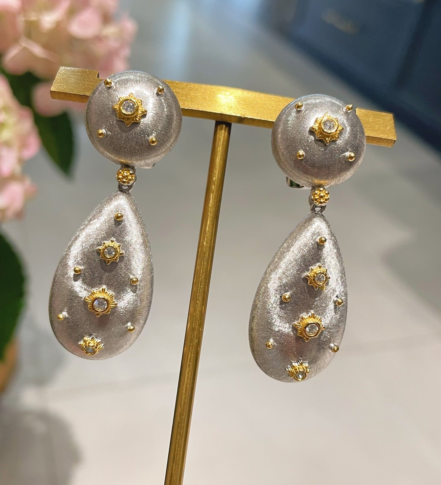 Buccellati - Inspired Double Drop Earrings - Silver - floysun
