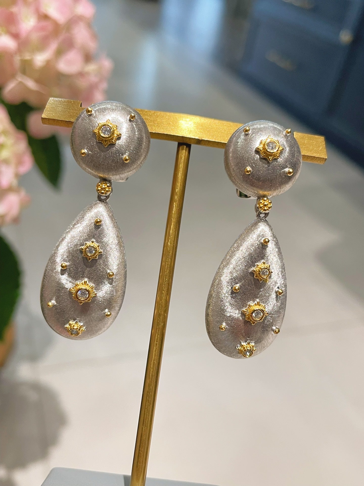Buccellati - Inspired Double Drop Earrings - Silver - floysun