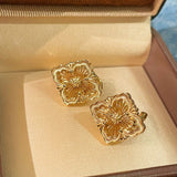 Buccellati - Inspired Honeycomb Clover Stud Earrings - floysun