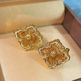 Buccellati - Inspired Honeycomb Clover Stud Earrings - floysun