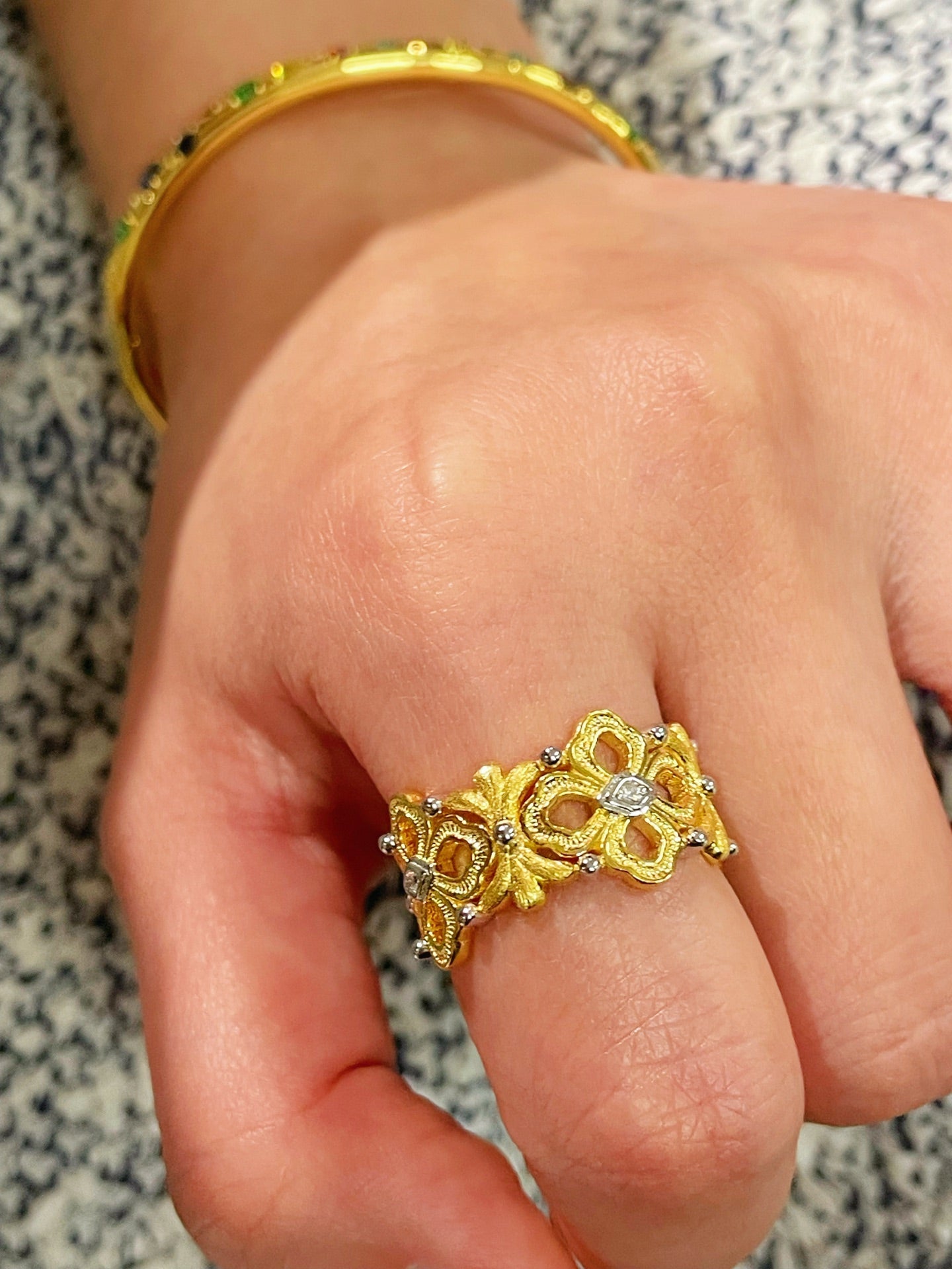 Buccellati - Inspired Matte Multi - Floral Ring - floysun