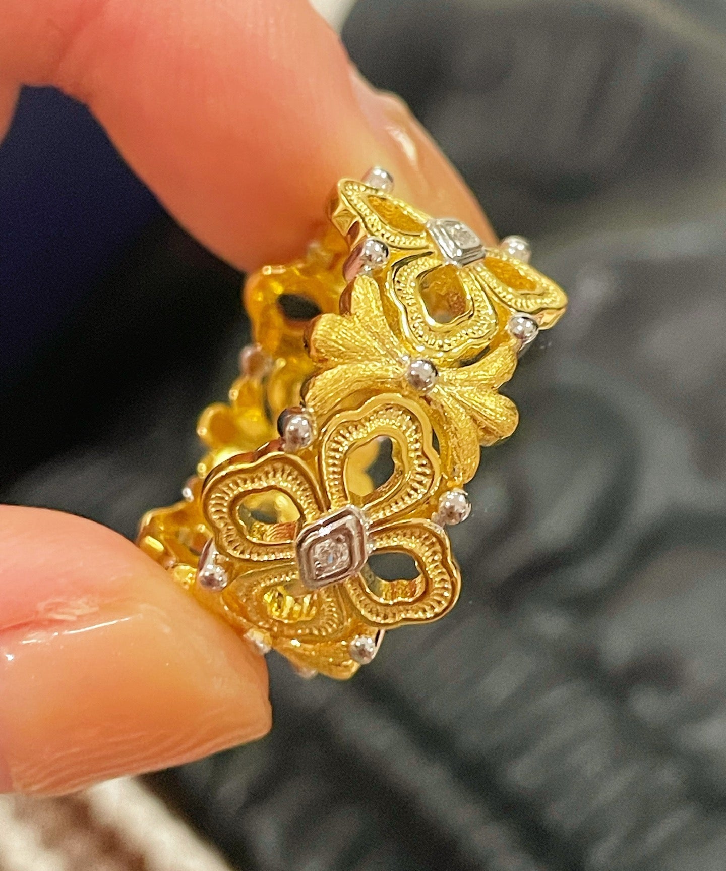 Buccellati - Inspired Matte Multi - Floral Ring - floysun