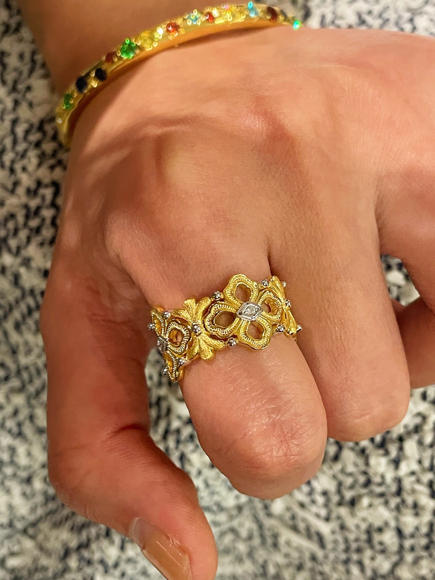 Buccellati - Inspired Matte Multi - Floral Ring - floysun