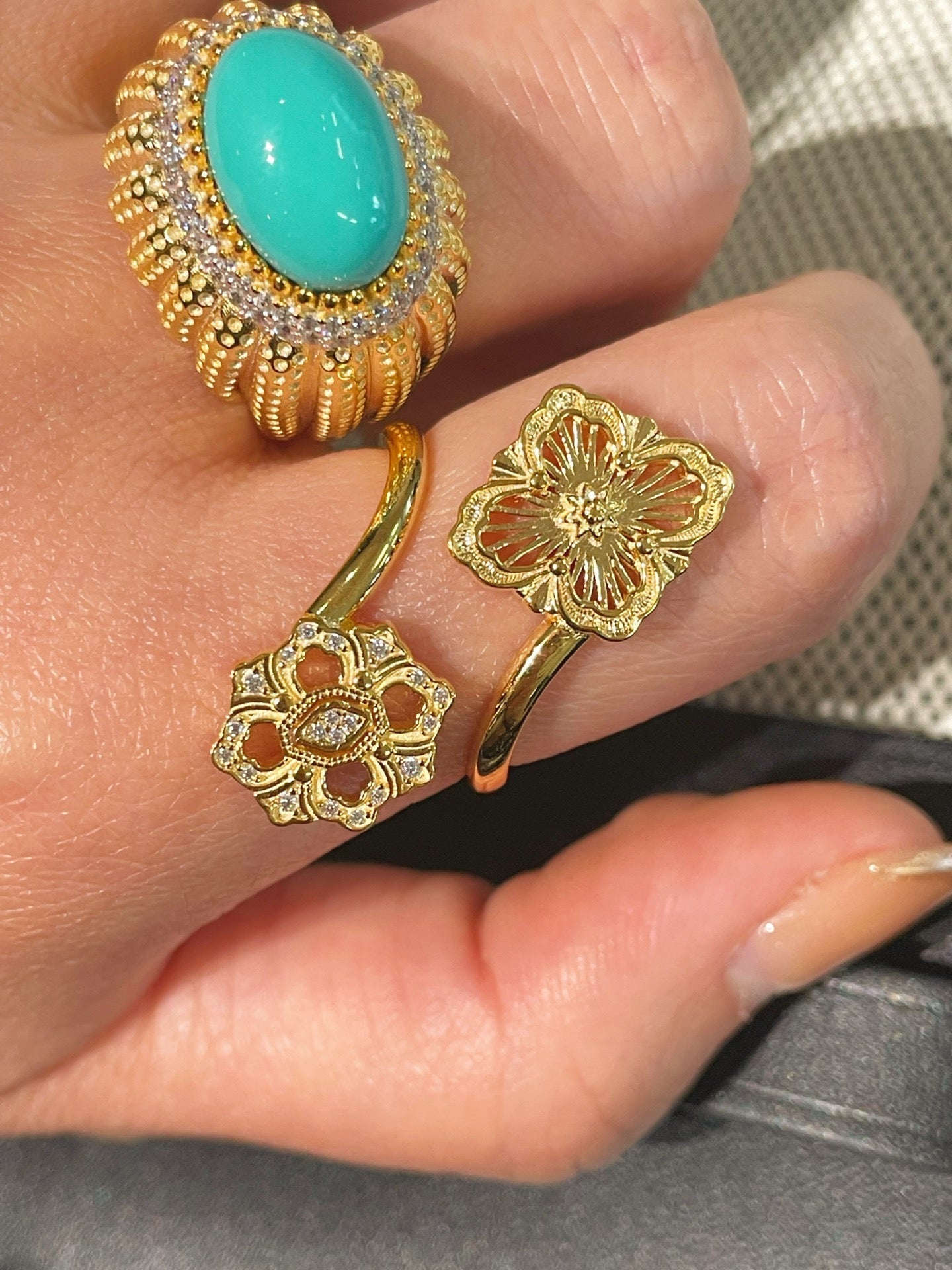 Bucellati - Inspired Double Blossom Open Ring - floysun