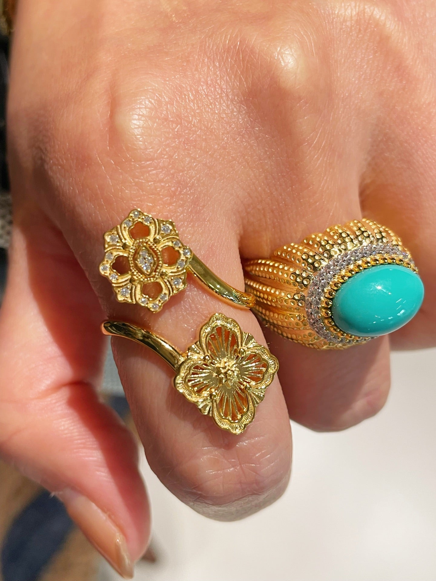 Bucellati - Inspired Double Blossom Open Ring - floysun