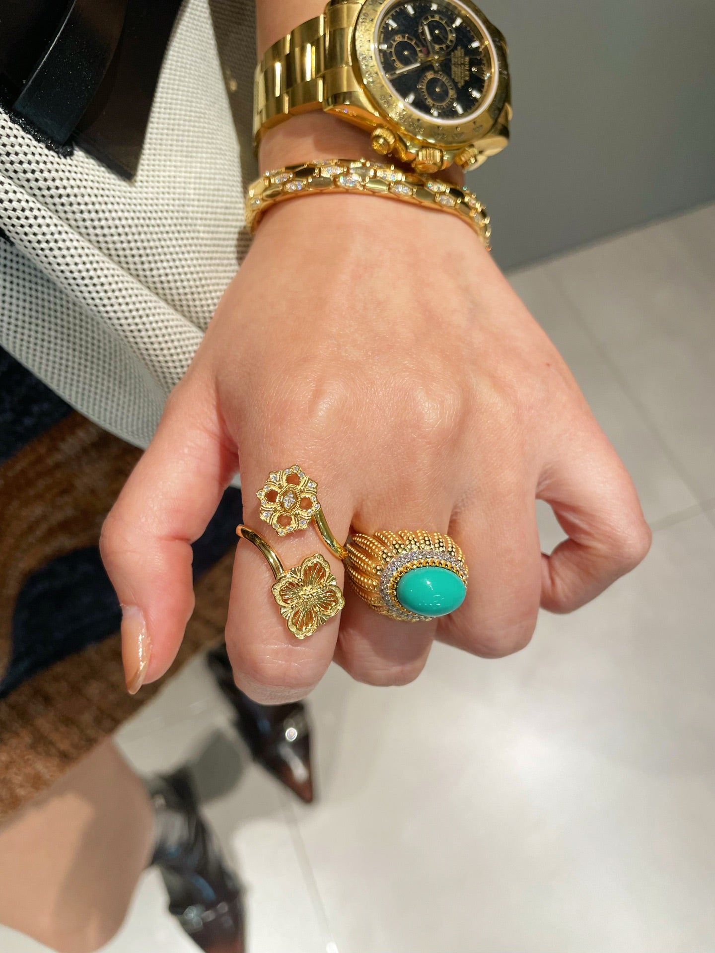 Bucellati - Inspired Double Blossom Open Ring - floysun