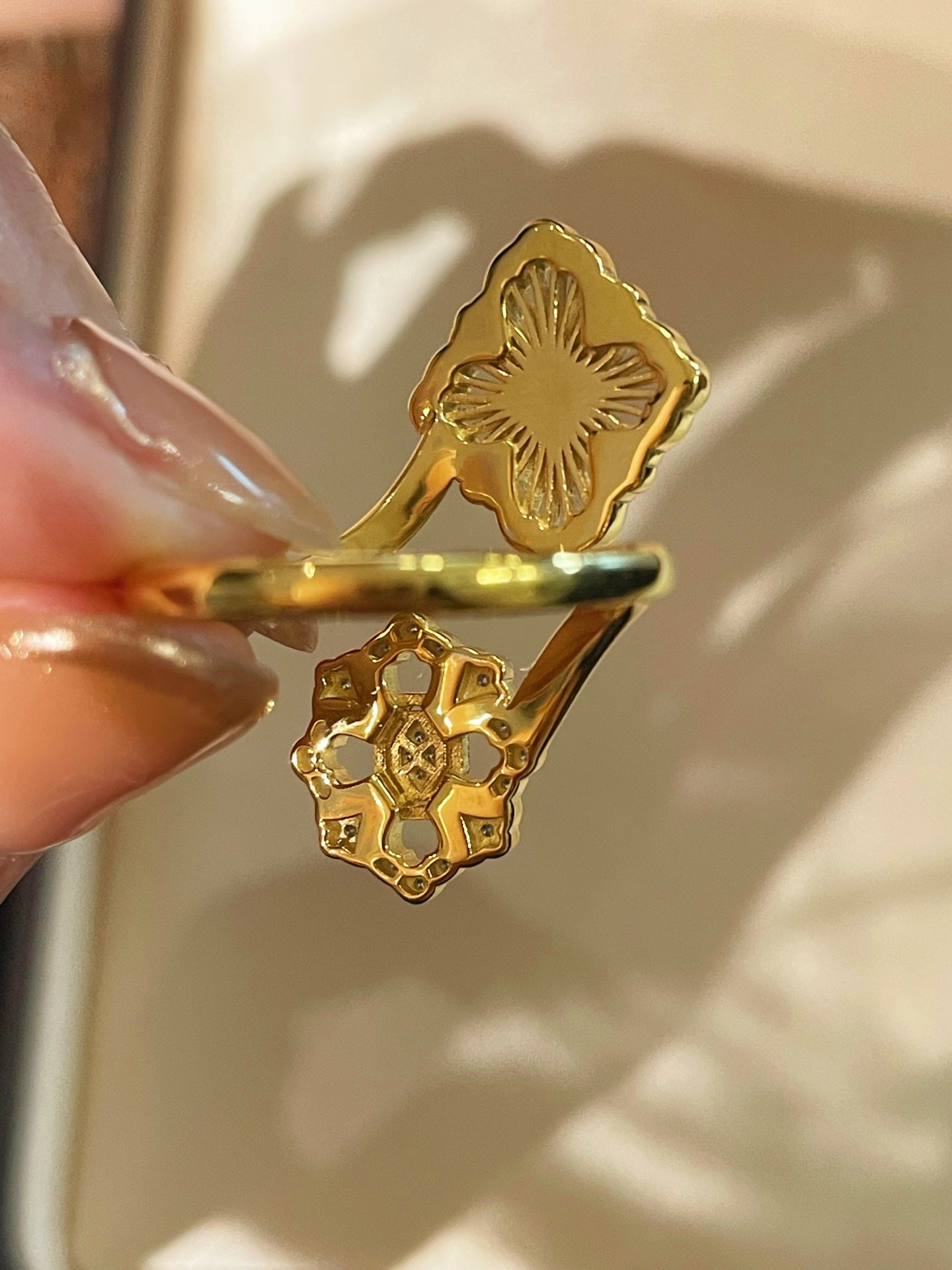 Bucellati - Inspired Double Blossom Open Ring - floysun